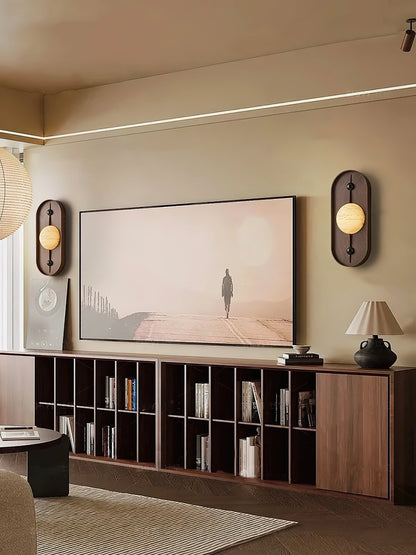 Bezel Alabaster Plug-in Wall Lamp
