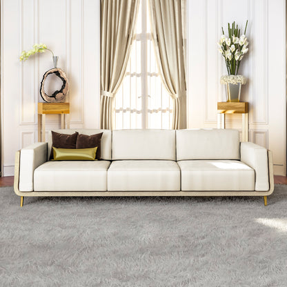 Contemporary Retro Three Seater Velvet Sofa