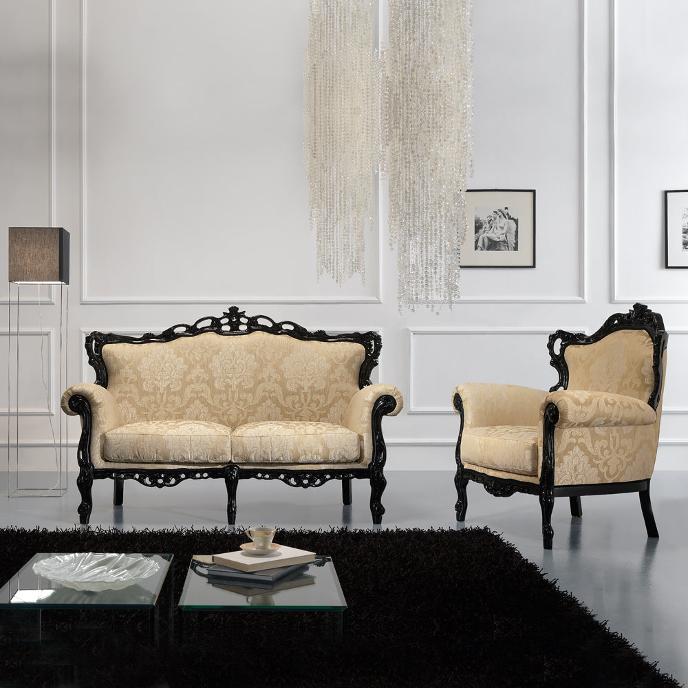 Black Lacquered Louis XV Style Day Sofa