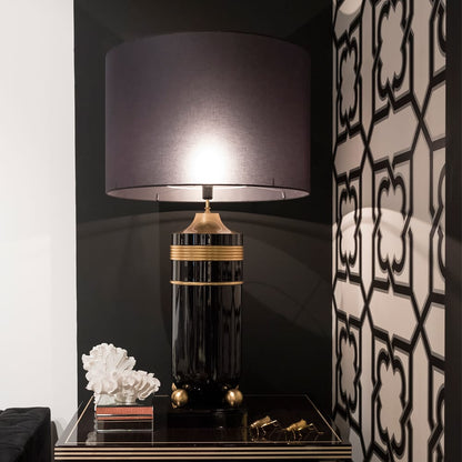 Luxury Black Lacquered And Gold Table Lamp