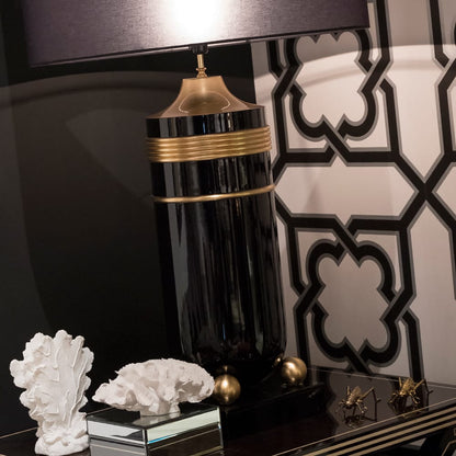 Luxury Black Lacquered And Gold Table Lamp