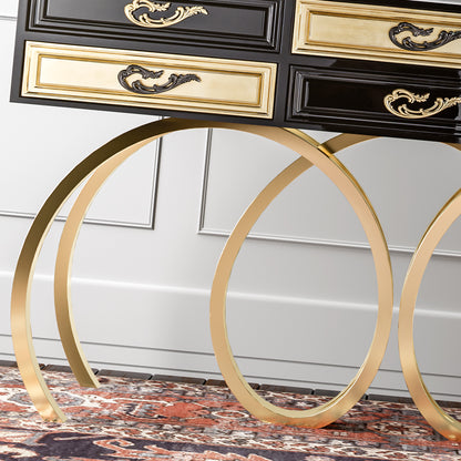 Contemporary Black and Gold Console Table