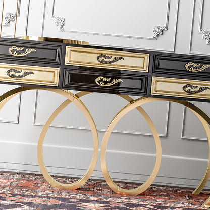 Contemporary Black and Gold Console Table