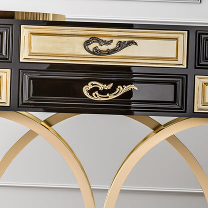 Contemporary Black and Gold Console Table