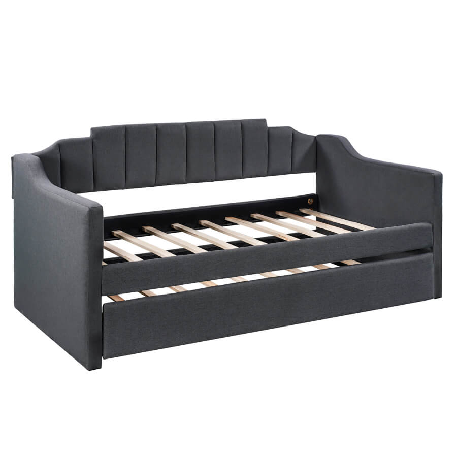 Black Upholstered Twin Daybed with Trundle