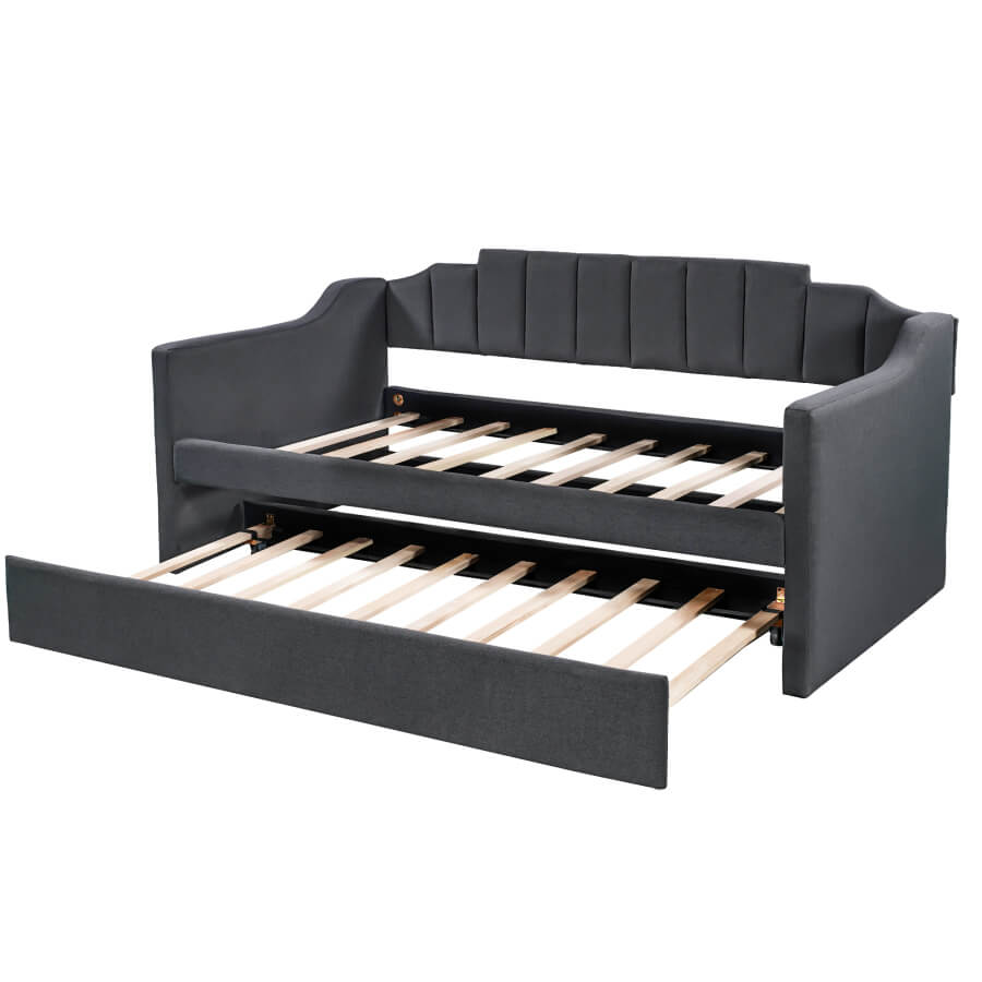 Black Upholstered Twin Daybed with Trundle