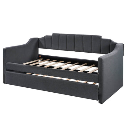 Black Upholstered Twin Daybed with Trundle