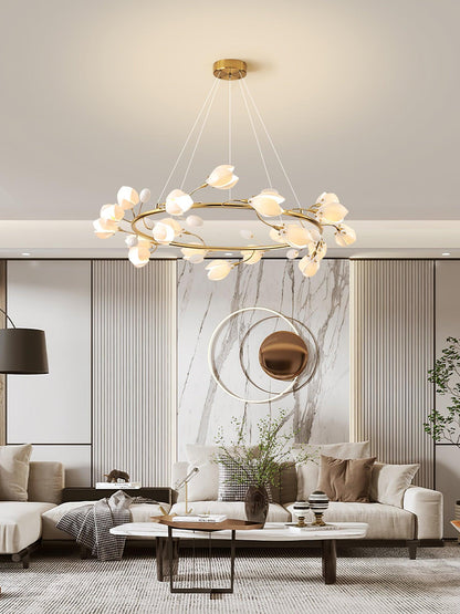 Porcelain Magnolia Gasolier Chandelier