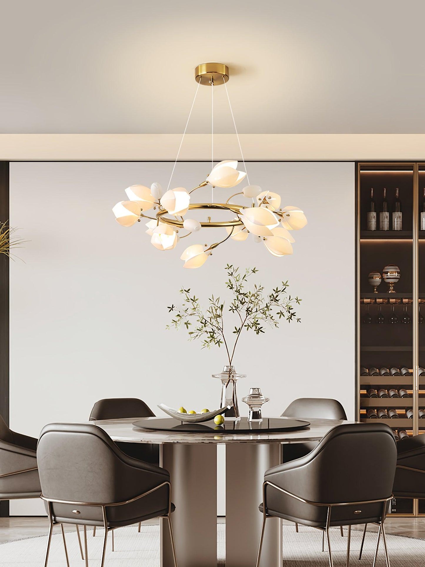 Porcelain Magnolia Gasolier Chandelier