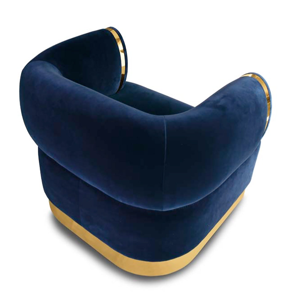 High End Modern Italian Designer Blue Velvet Armchair