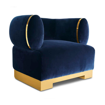 High End Modern Italian Designer Blue Velvet Armchair