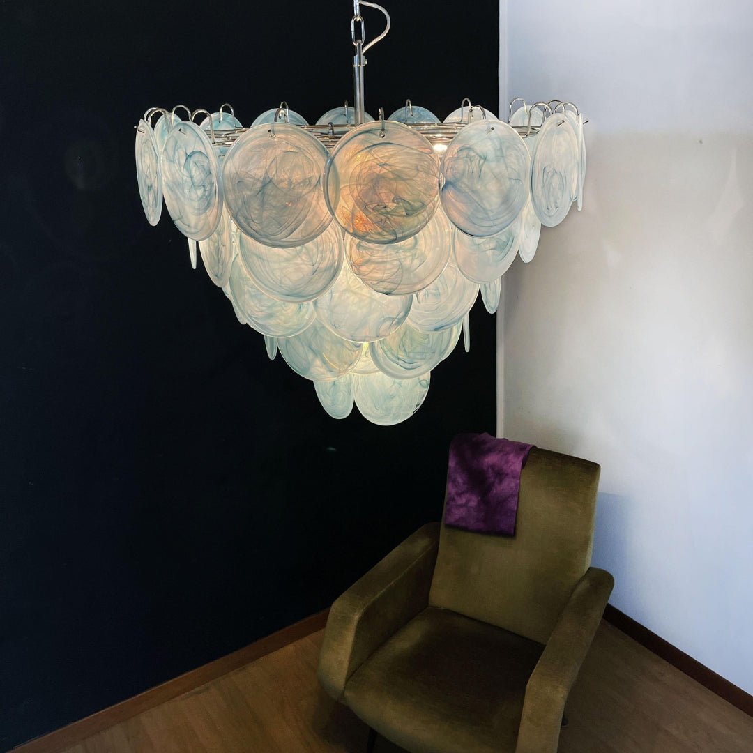 Blue Murano Disc Chandelier