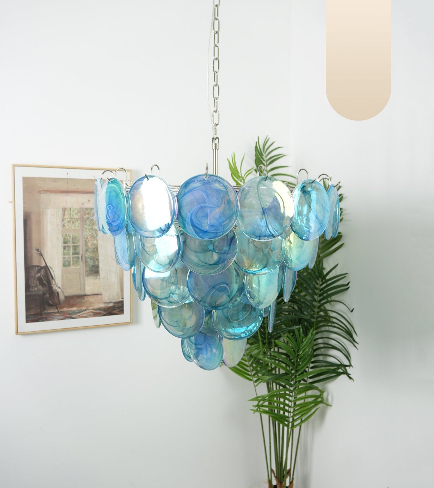 Blue Murano Disc Chandelier