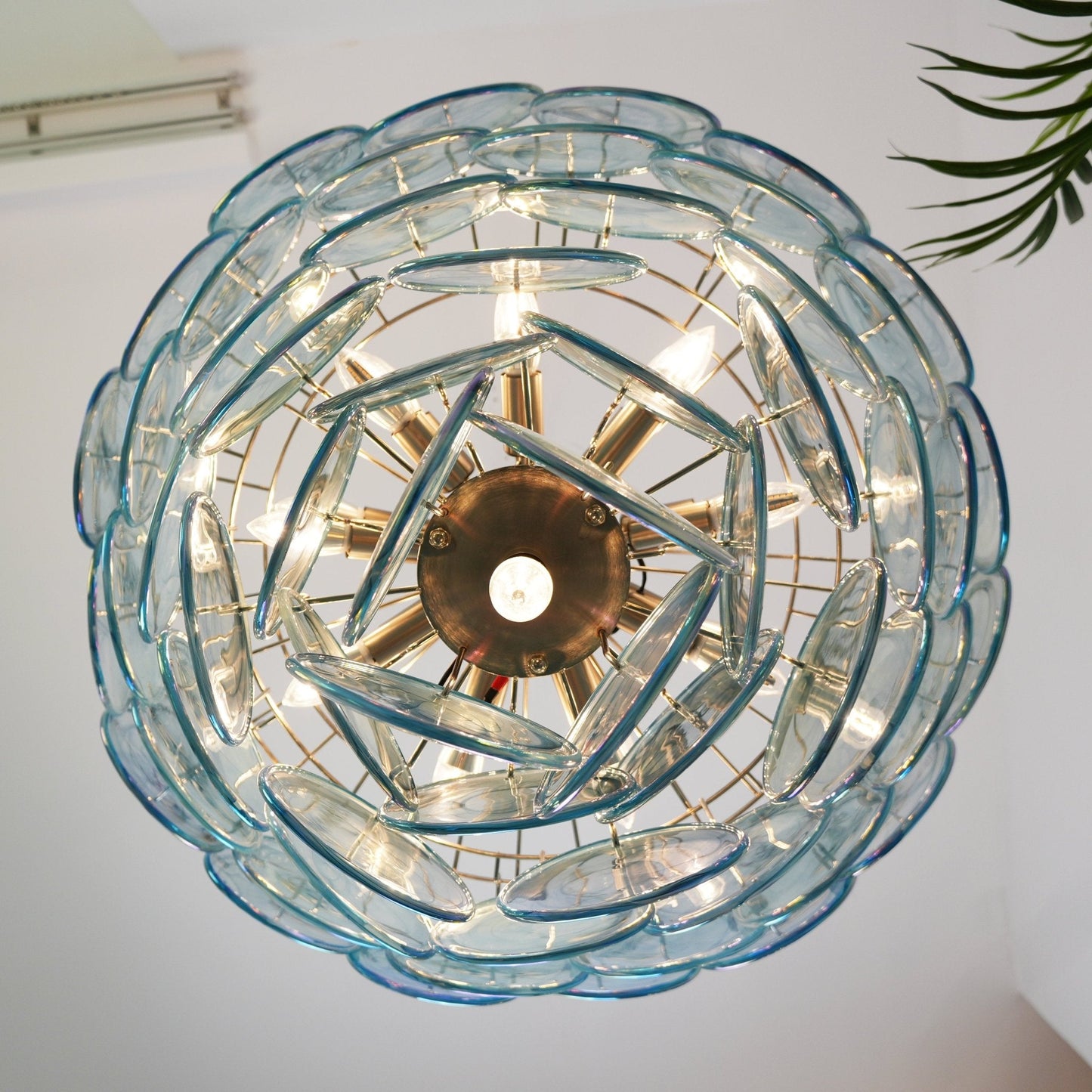 Blue Murano Disc Chandelier