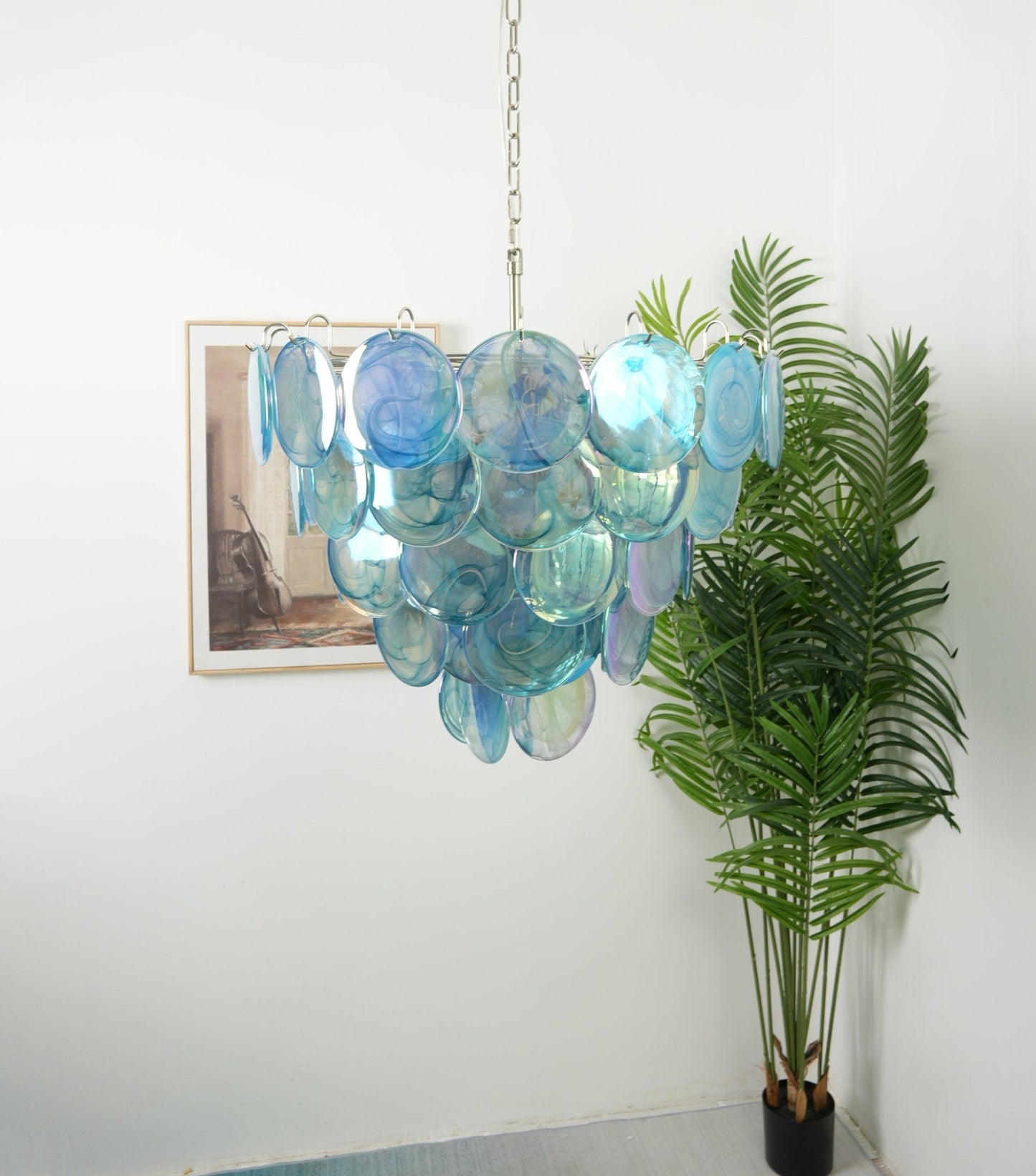 Blue Murano Disc Chandelier