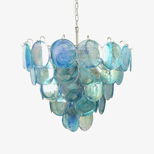 Blue Murano Disc Chandelier