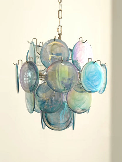 Blue Murano Disc Glass Chandelier