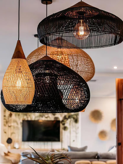 Braided Rattan Pendant Lamp