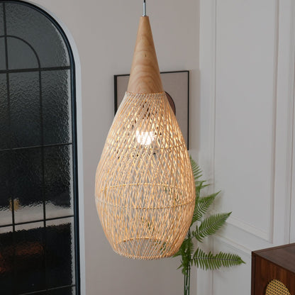 Braided Rattan Swag Pendant Lamp