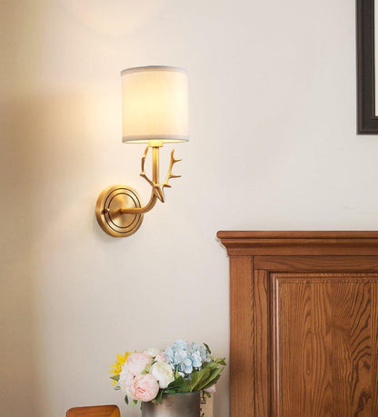 Brass Deer Head Wall Light