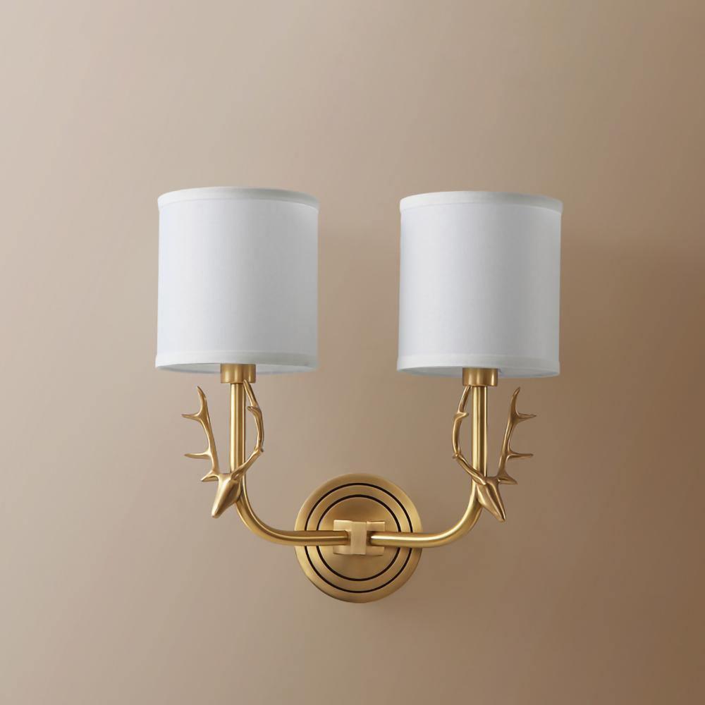 Brass Deer Head Wall Light