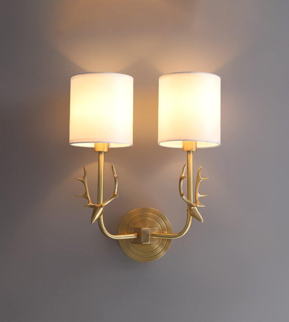 Brass Deer Head Wall Light