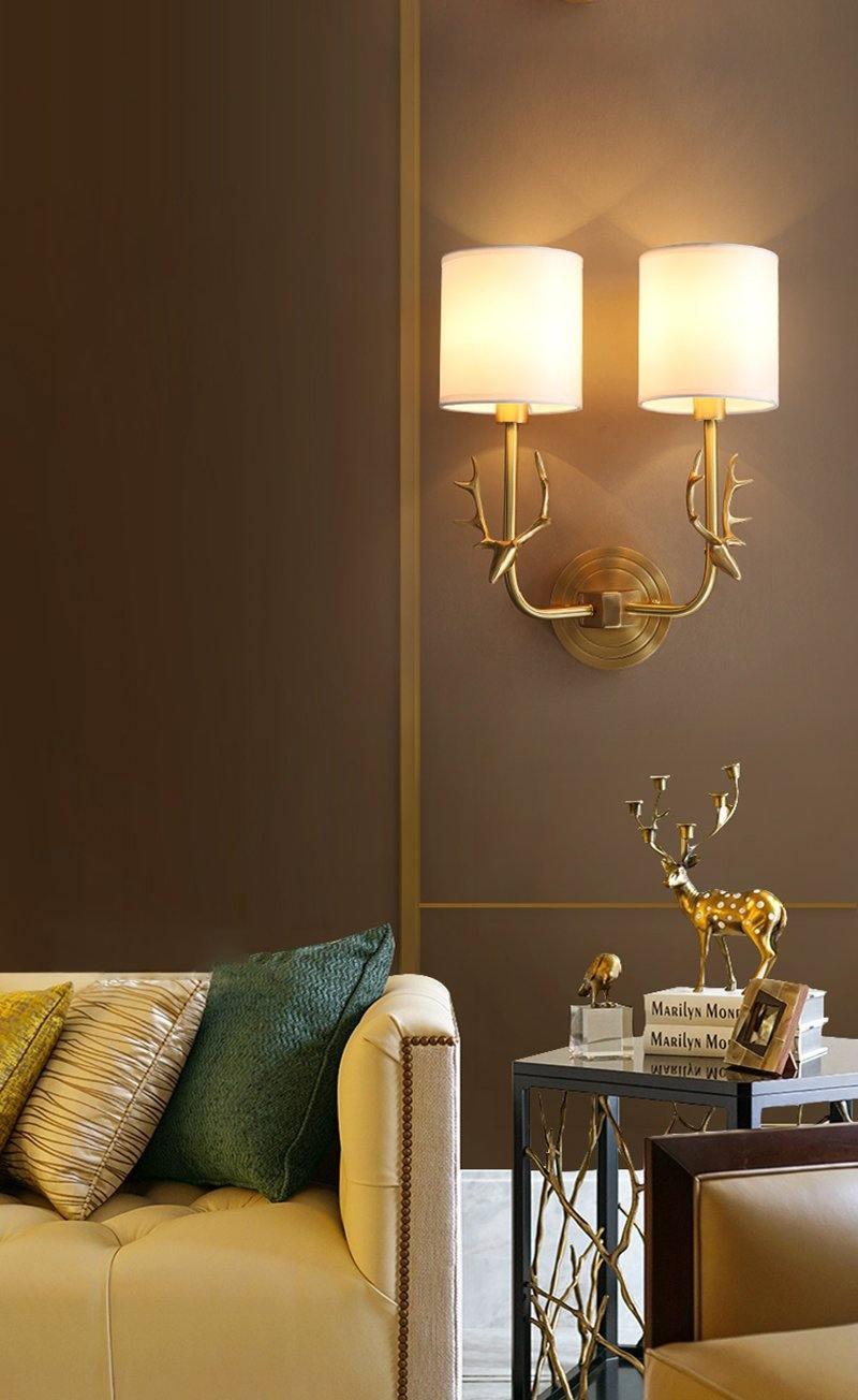 Brass Deer Head Wall Light