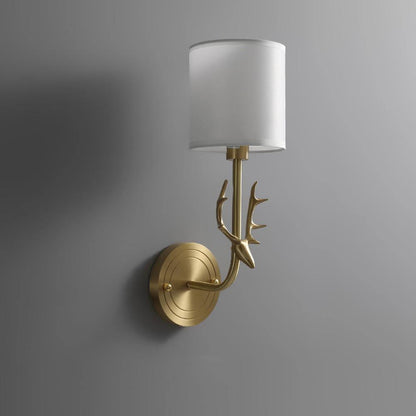 Brass Deer Head Wall Light