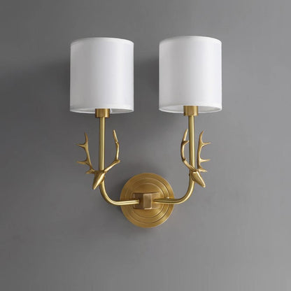 Brass Deer Head Wall Light