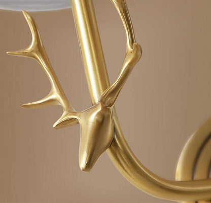 Brass Deer Head Wall Light