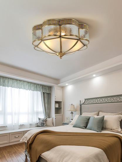 Brass Domed Flush Ceiling Lamp