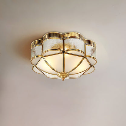 Brass Domed Flush Ceiling Lamp