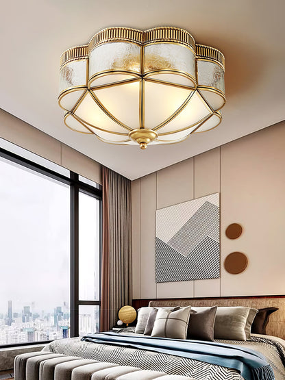 Brass Domed Flush Ceiling Lamp