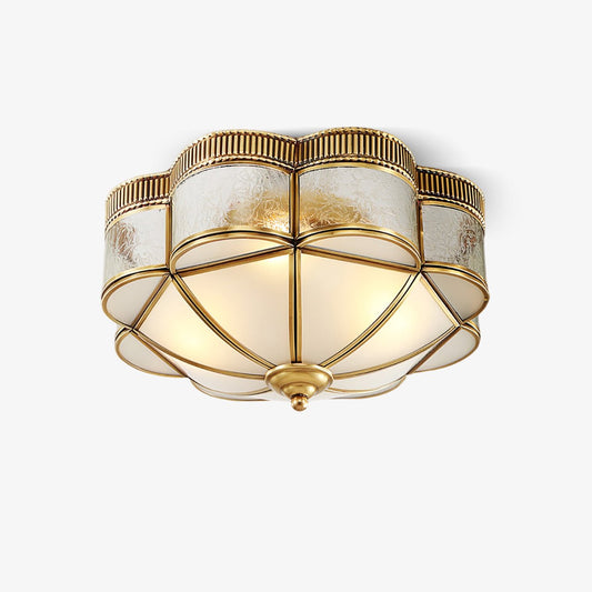 Brass Domed Flush Ceiling Lamp