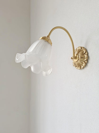 Brass Floral Glass Sconce