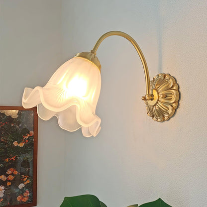 Brass Floral Glass Sconce