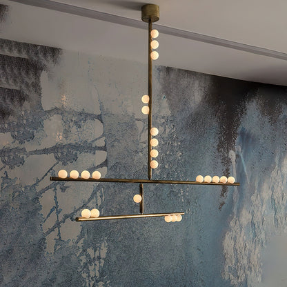 Brass Glass Drop Chandelier