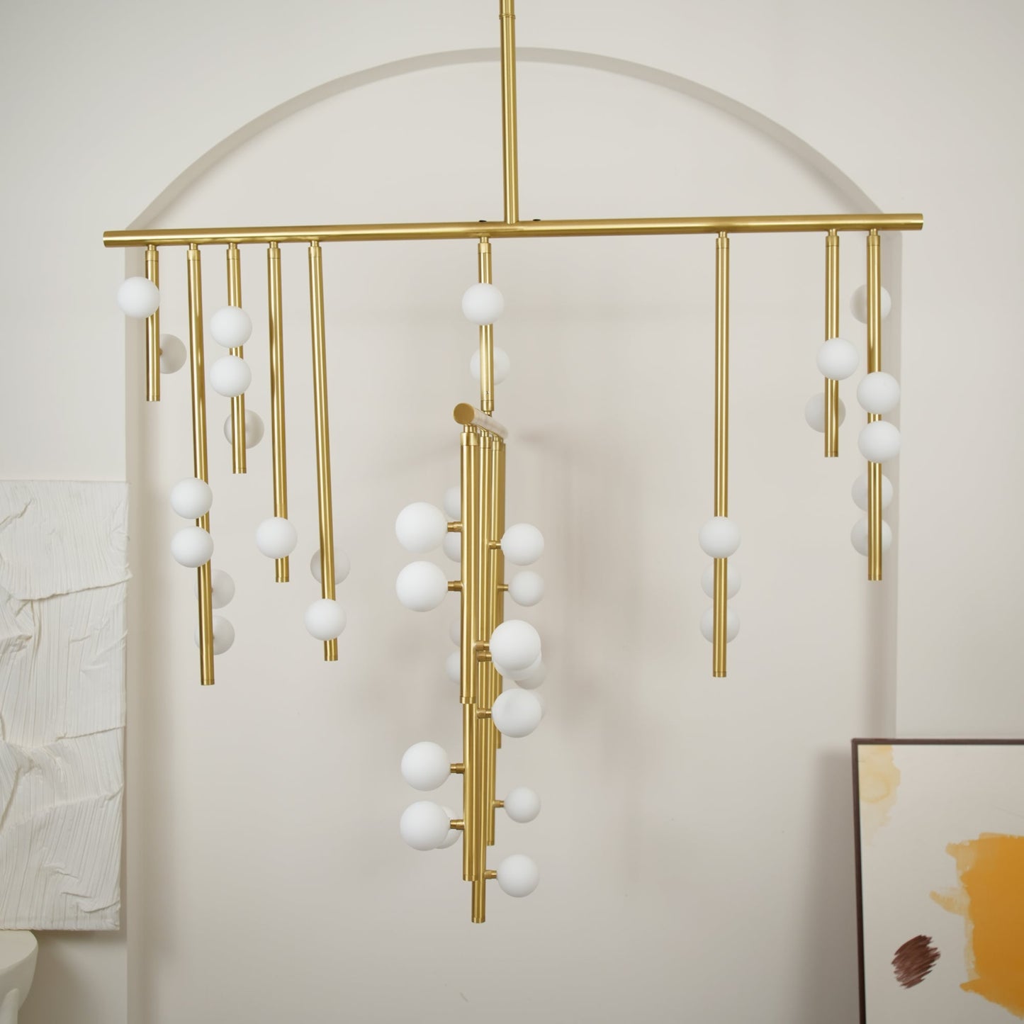 Brass Glass Drop Chandelier