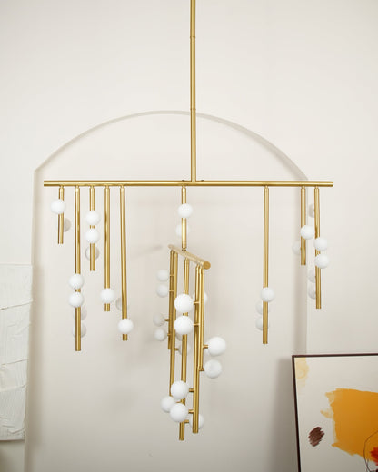 Brass Glass Drop Chandelier