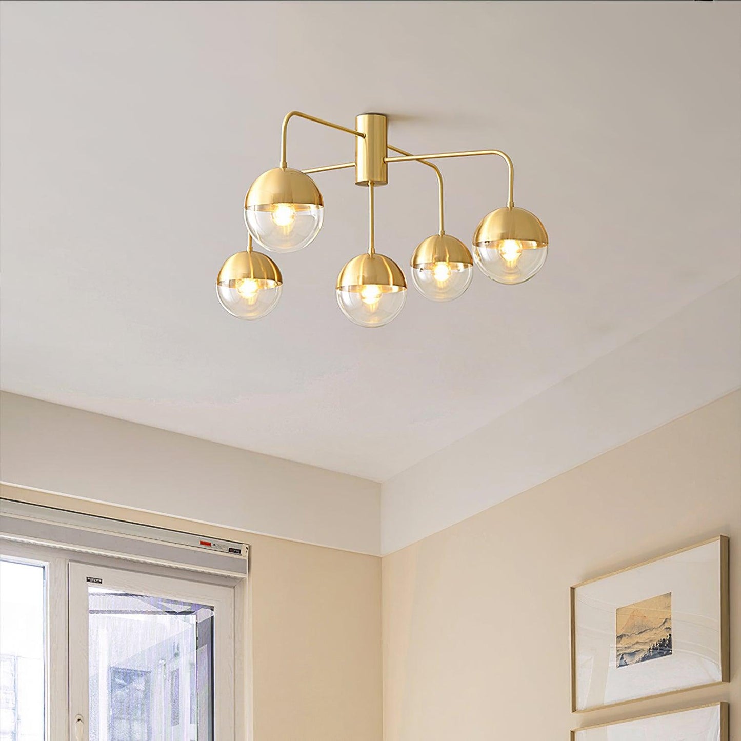 Brass Globulars Ceiling Lamp