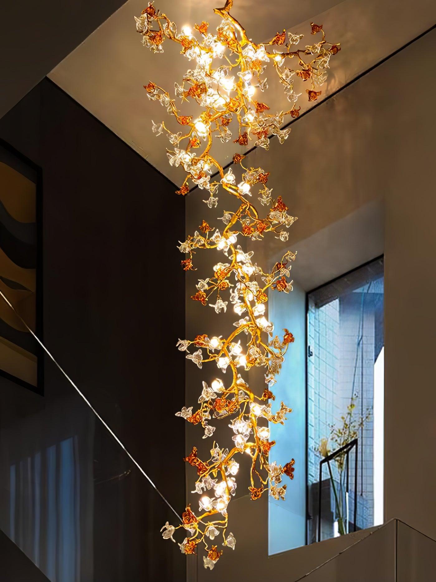 Brass Maple Branch Chandelier