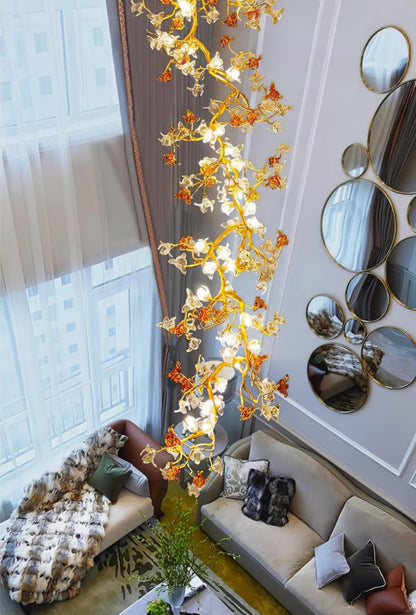 Brass Maple Branch Chandelier