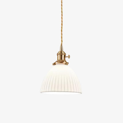 Brass Pleated Ceramic Pendant Lamp