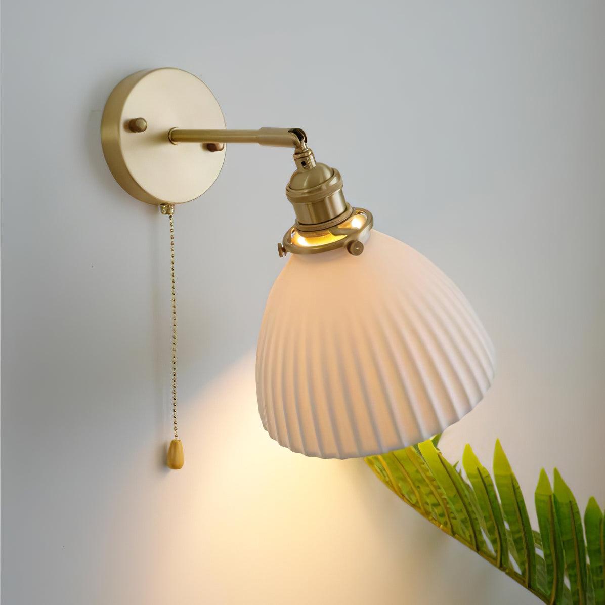 Brass Pleated Ceramic Wall Lamp