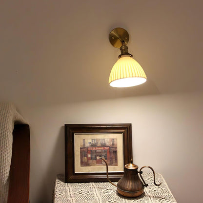 Brass Pleated Ceramic Wall Lamp