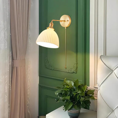 Brass Pleated Ceramic Wall Lamp