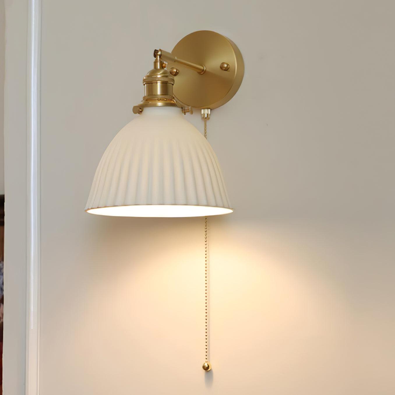 Brass Pleated Ceramic Wall Lamp