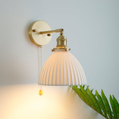 Brass Pleated Ceramic Wall Lamp