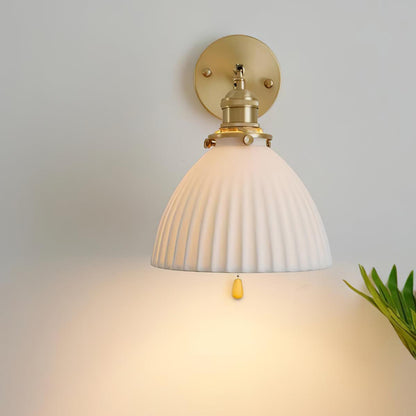 Brass Pleated Ceramic Wall Lamp