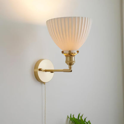 Brass Pleated Ceramic Wall Lamp